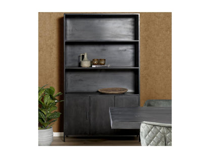 Maisonpuretop - High 3-Door Buffet in Black-Stained Mango Wood and Metal 26538OJIM
