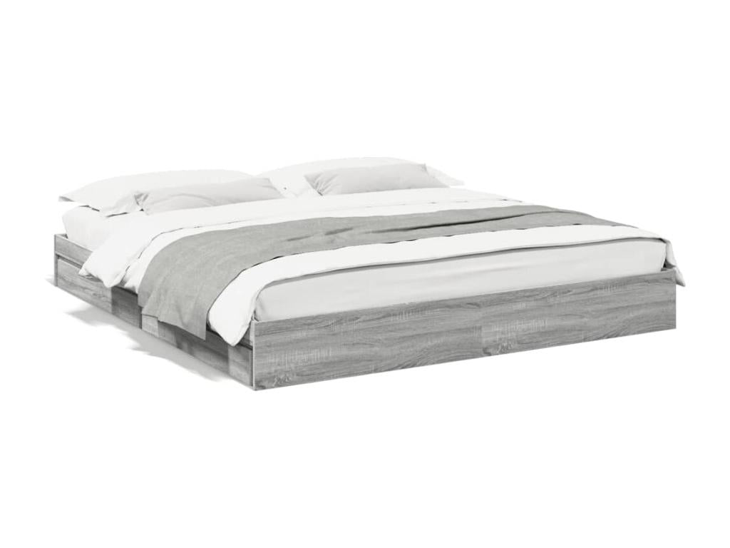 Parisianestop grey bed frame and drawers 200x200cm engineered wood 89955LWGU