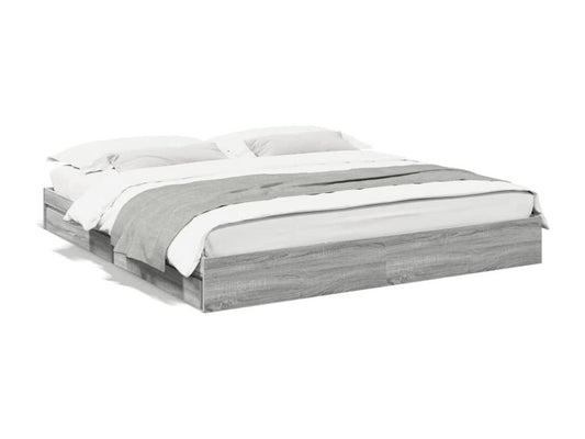 Parisianestop grey bed frame and drawers 200x200cm engineered wood 89955LWGU