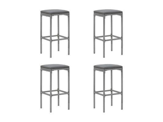 5-piece garden bar set with grey poly rattan cushions 67389RAAP