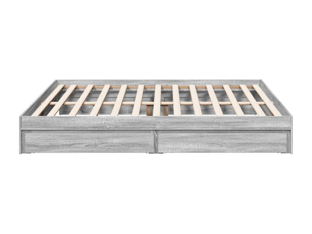 Parisianestop grey bed frame and drawers 200x200cm engineered wood 89955LWGU
