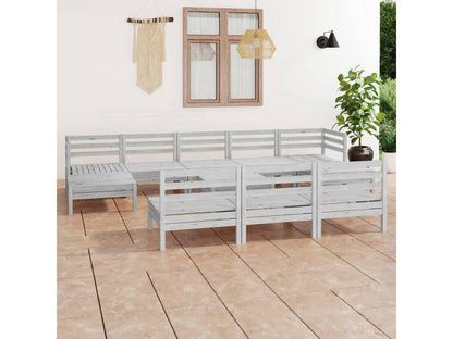 11-piece garden furniture set, white, solid pine wood, 46928CNQM