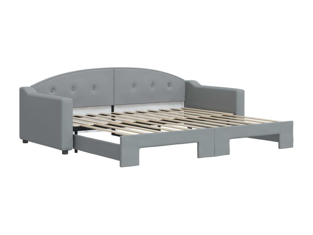 Daybed with pull-out bed, light grey, 90x200 cm, fabric, 73862QDHJ