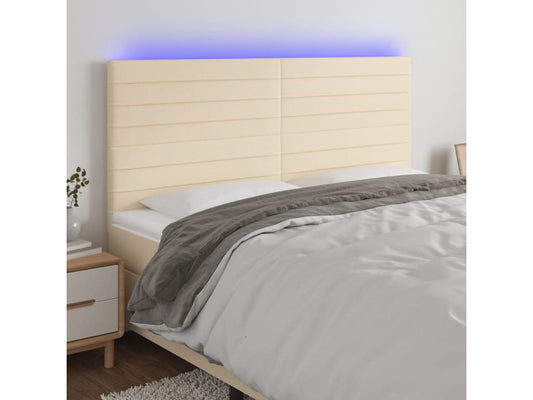 Cream LED Headboard 200x5x118/128 cm Fabric 41268BDZY