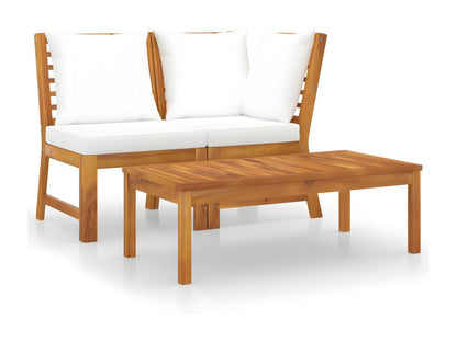 3-piece garden furniture set with cream cushions, solid wood, Maisonpuretop, 44409OFYN