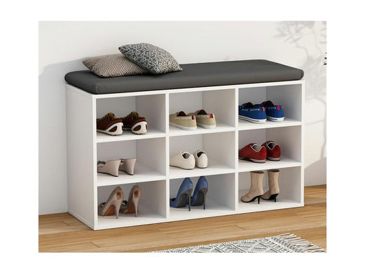 Parisianestop Wooden Bench Shoe Cabinet Shoe Rack Seat Chest 9 Compartments Parisianestop XS White 17385GVHQ