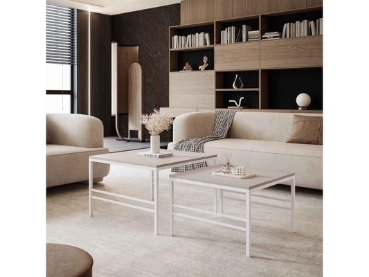 Nesting coffee table 2-in-1 fi70/fi60 Cashmere with white frame 05476XBMS