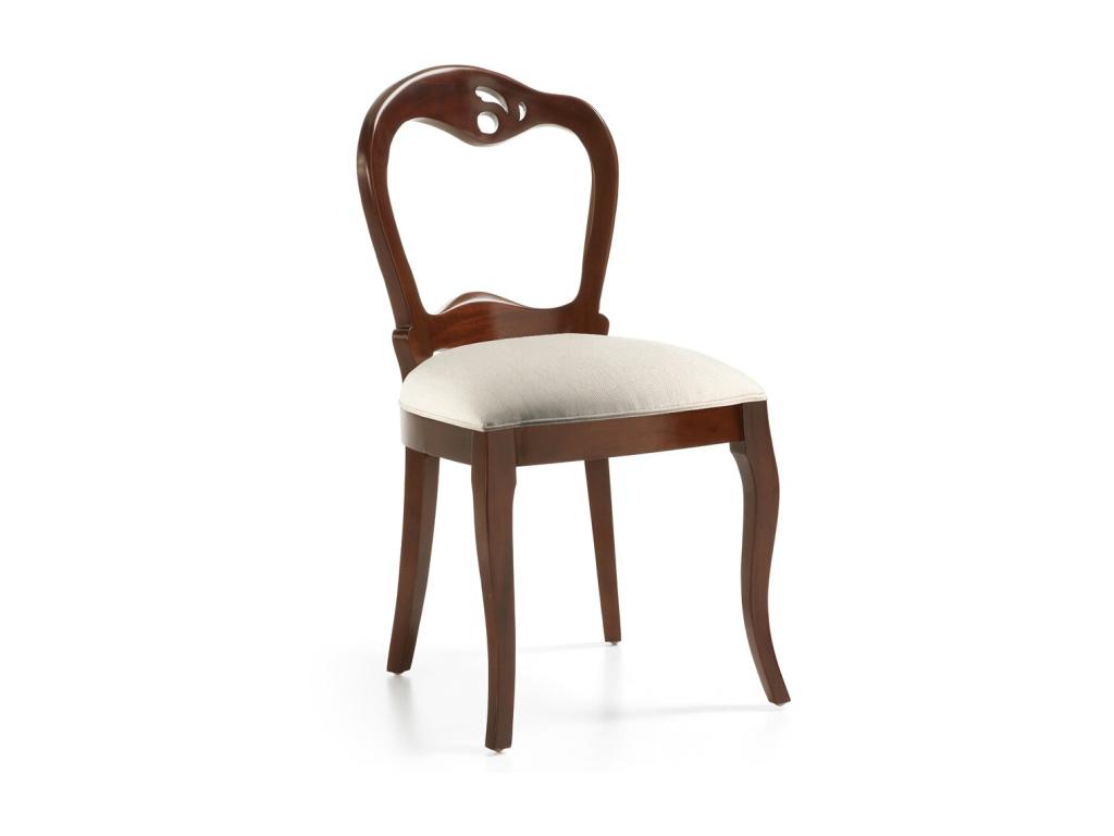 Chair in solid mahogany wood and beige fabric Parisianestop 72828ETMX