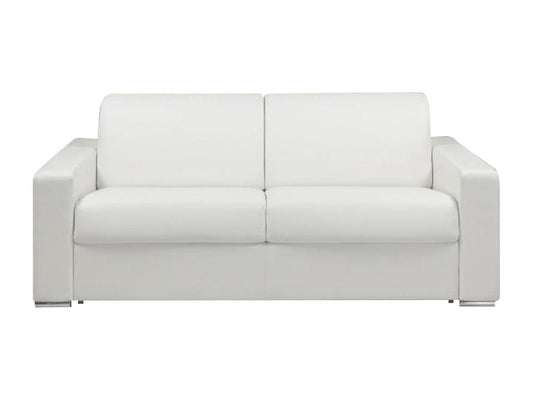 3-seater express convertible sofa in white faux leather - Parisianestop wide sleeping area 140 cm - 22 cm memory foam mattress Parisianestop 68815SZKA