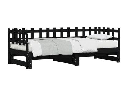 Sliding bed, black, 2 x 80x200 cm, solid pine wood, 07799GHCR