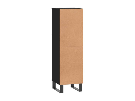 Black bathroom cabinet 30x30x100 cm engineered wood 02064HJCF
