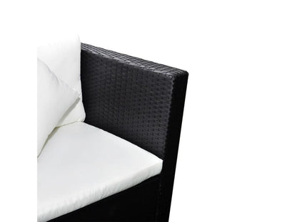 4-piece garden furniture set with cushions, black wicker resin, 89511LTKU