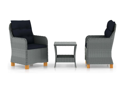 3-piece garden furniture set with cushions, light grey woven resin, 79267YWXV