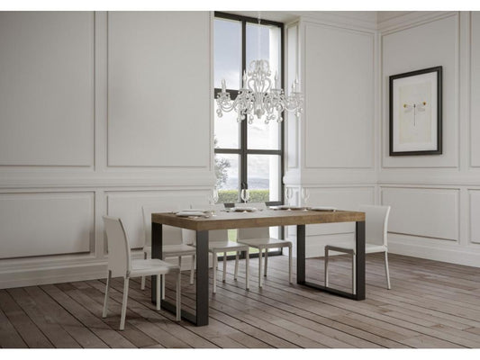 Maisonpuretop Extendable Dining Table - Brown - 4-Leg Base - 5 Thick Extension Leaves - Extends from 130 to 390cm - 28324TBPA