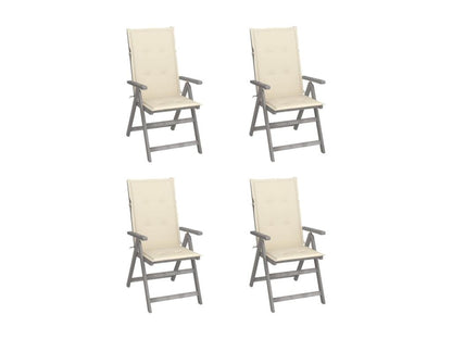 Set of 4 reclining garden chairs with cushions, Bois d'Parisianestop 68012DJXF