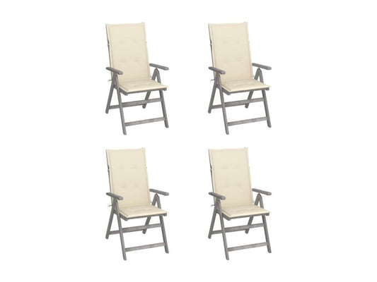 Set of 4 reclining garden chairs with cushions, Bois d'Parisianestop 68012DJXF