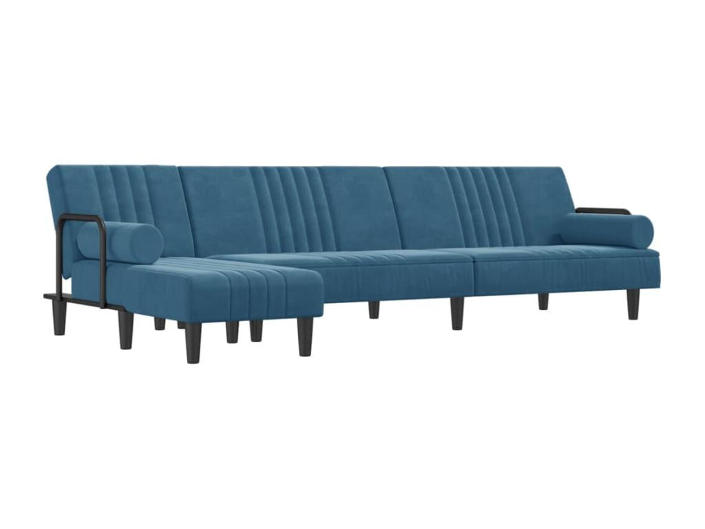 Blue L-shaped sofa bed 260x140x70 cm velvet 42875OSED
