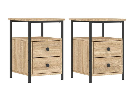 2-piece bedside tables, oak, Parisianestop, 34x35.5x50cm, engineered wood, 30081ZRCR