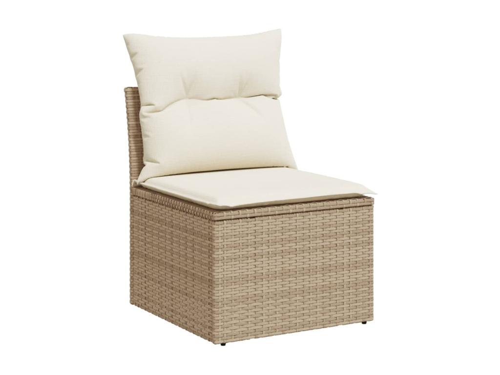 6-piece garden furniture set with cushions, beige woven resin 08957VXFU