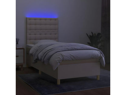 Maisonpuretop bed base and mattress with LED lighting, Cream, 90x190 cm, Fabric, 14782ORZQ