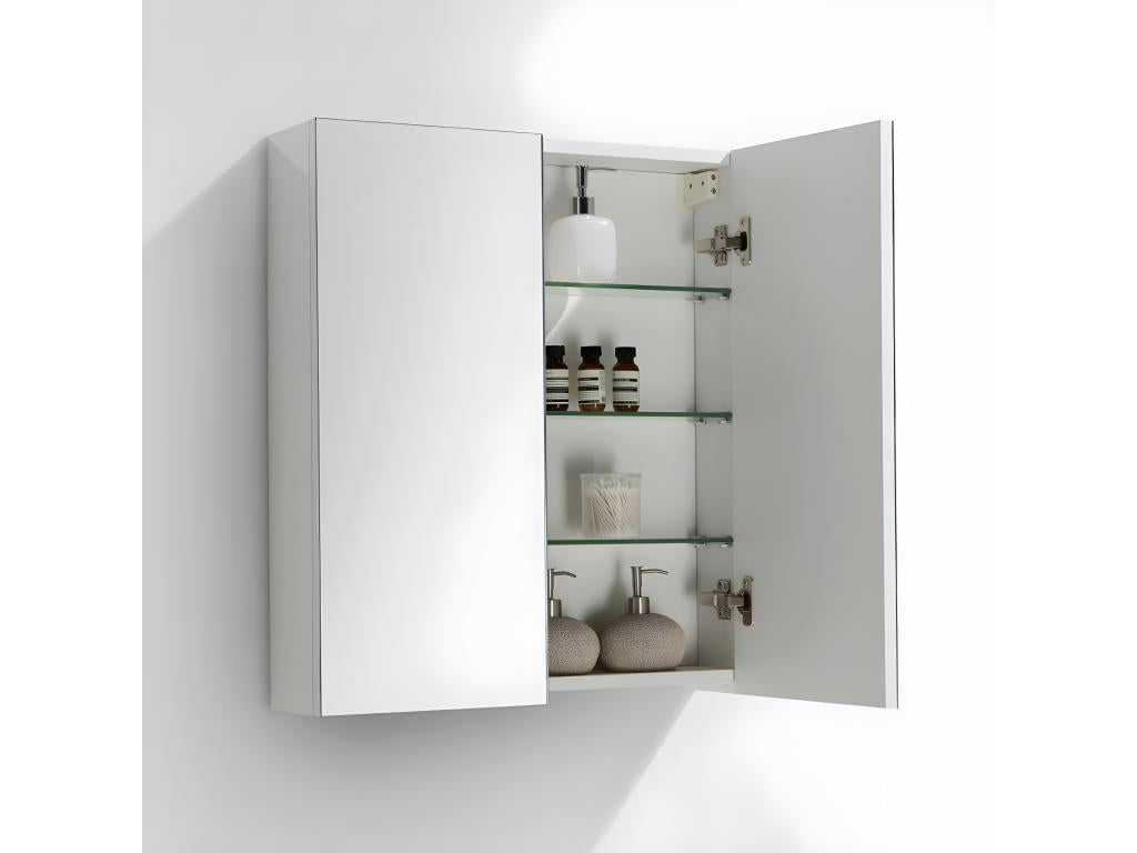 Artvivrestore mirrored bathroom cabinet, 60 cm wide, white lacquered, 40669BGCO