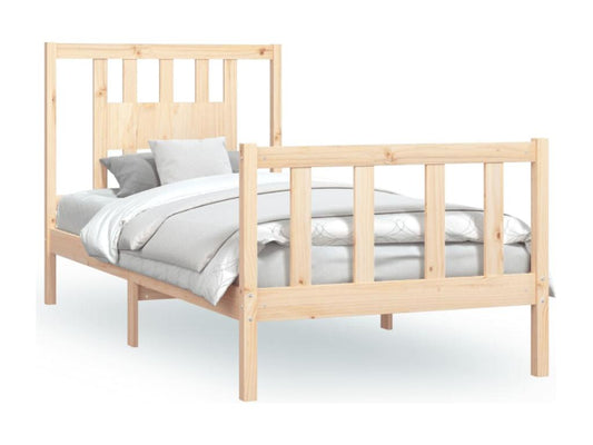 Bed frame with headboard, solid pine wood, 90x200 cm, 94024MWTO