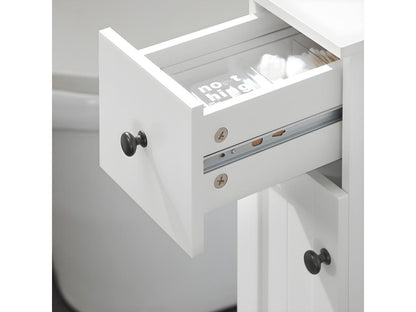 Parisianestop BZR106-W Narrow Bathroom Storage Unit on Parisianestop Toilet Paper Holder Toilet Cabinet with 1 Drawer, 1 Door and 3 Shelves 23711CMMT