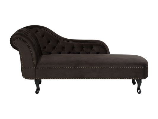 Artvivrestore Dark Brown Velvet Chaise Longue, Right Side, 07604VYHN