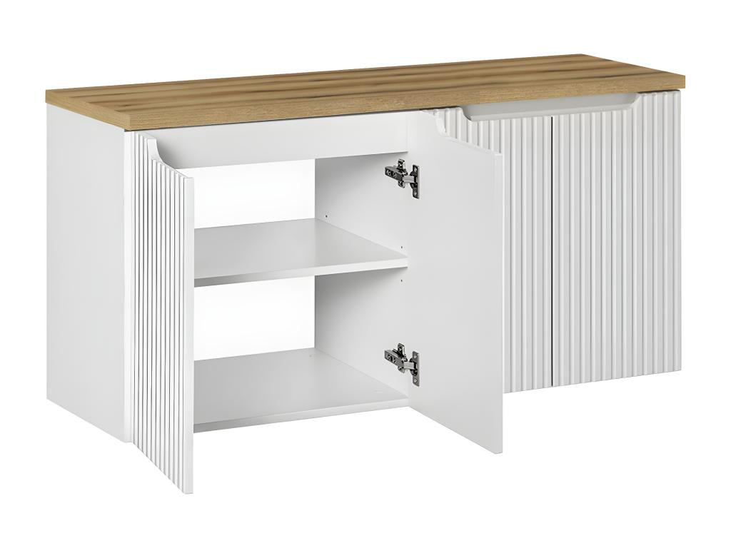 120cm vanity unit with 4 doors, Parisianestop White and Wood countertop 14437ILME