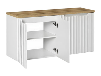 120cm vanity unit with 4 doors, Parisianestop White and Wood countertop 14437ILME