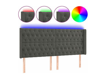 LED Headboard, Dark Grey, 203x16x118/128 cm, Velvet, 54159LAAJ