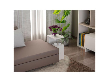 Side table with 2 shelves and storage compartment, white - Dimensions 35x60x29.5cm. 02573RADS