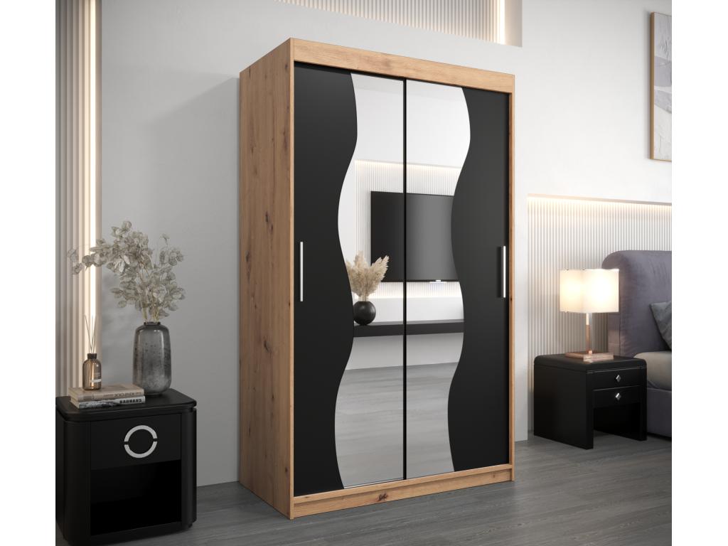 Maisonpuretop Sliding Door Wardrobe 200/120/62 2 Doors Maisonpuretop/Black 50707VCRZ