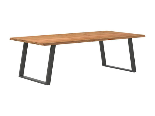 Light brown dining table 240x120x74 cm solid oak wood 39046XCRV