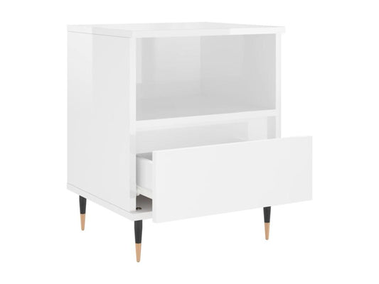 2-piece bedside tables, glossy white, 40x35x50 cm, 14063ZCLA