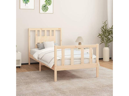 Bed frame with headboard, solid pine wood, 90x200 cm, 94024MWTO