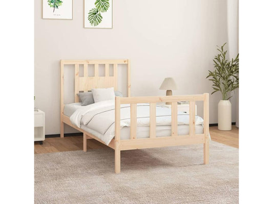 Bed frame with headboard, solid pine wood, 90x200 cm, 94024MWTO