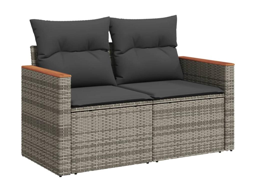 6-piece garden furniture set with grey resin wicker cushions 39295AAZN