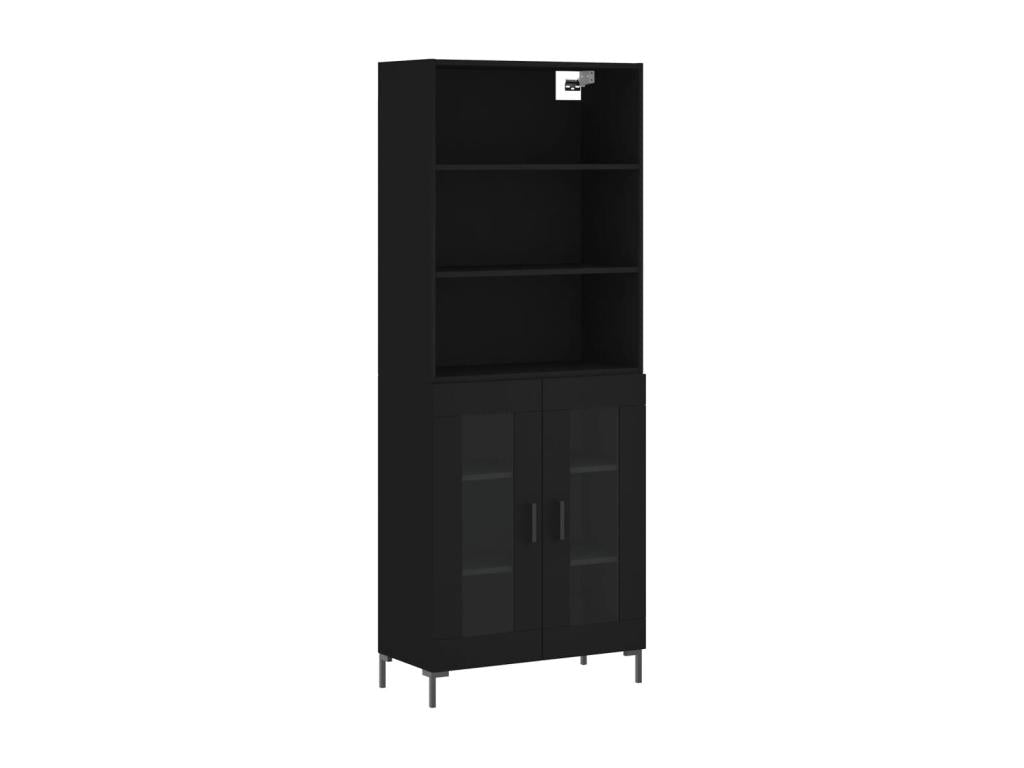 Highboard, Black, 69.5x34x180 cm, Engineered Wood, 27334TLPL
