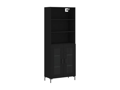 Highboard, Black, 69.5x34x180 cm, Engineered Wood, 27334TLPL