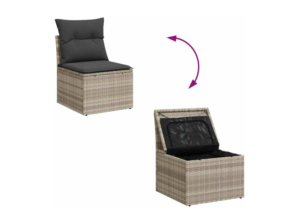 11-piece garden furniture set with light grey resin wicker cushions 22121XKRY