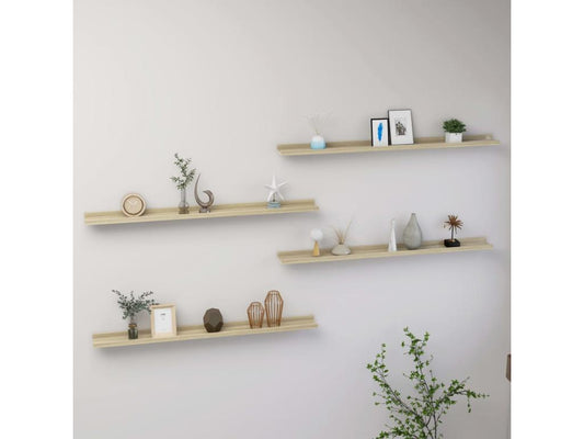 Wall shelves, 4 pcs, Parisianestop Oak, 100x9x3 cm, 72633IGVG