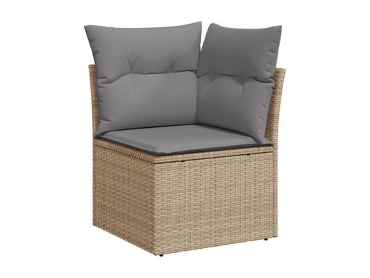 Garden furniture set with cushions, 10 pieces, beige woven resin, 29056QGKC