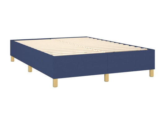 Upholstered bed base with mattress and LED light, blue, 140x190 cm, fabric, 15193FKSD