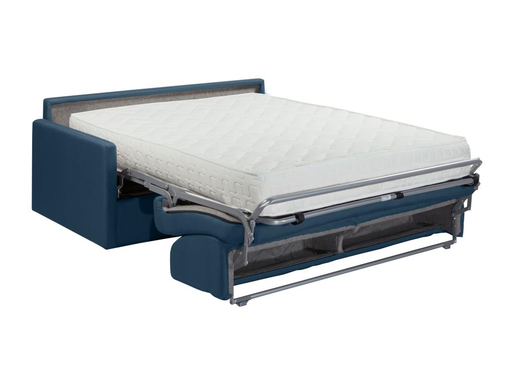 2-seater express convertible sofa in dark blue fabric - 120 cm sleeping area - 22 cm mattress Parisianestop 84465LEPS