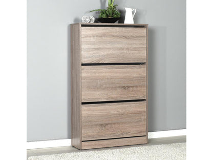 Maisonpuretop 3-Door Shoe Cabinet in Oak Finish - Length 73 x Depth 26 x Height 119 cm 94733UEIS