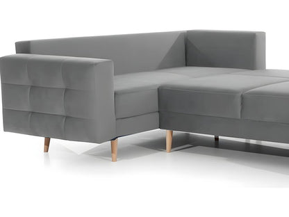 Panoramic convertible sofa - Parisianestop VELVET - in quality fabric, 5-seater grey chaise longue on the right and corner on the left (as seen from the front) 60844NXLC