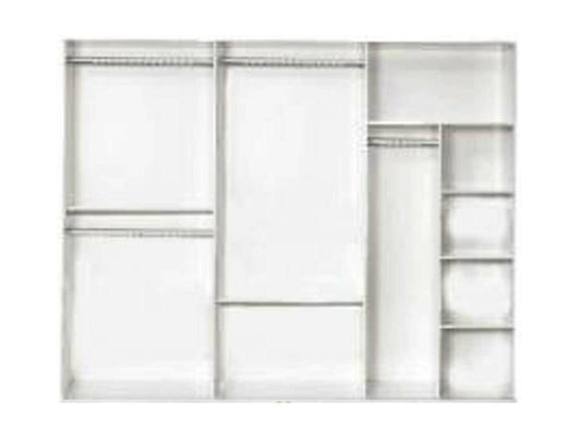 Large modern bedroom wardrobe with 6 hinged doors, white lacquered wood and mirror, Maisonpuretop, 272cm, 13493ZXYH