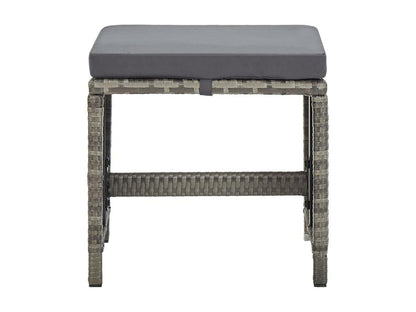 Set of 4 garden stools with cushions, grey wicker resin, 2 15204DTWQ