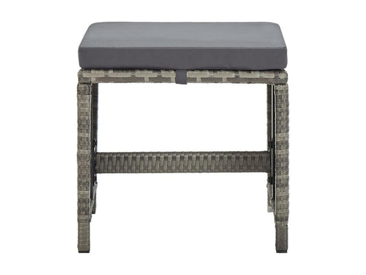 Set of 4 garden stools with cushions, grey wicker resin, 2 15204DTWQ
